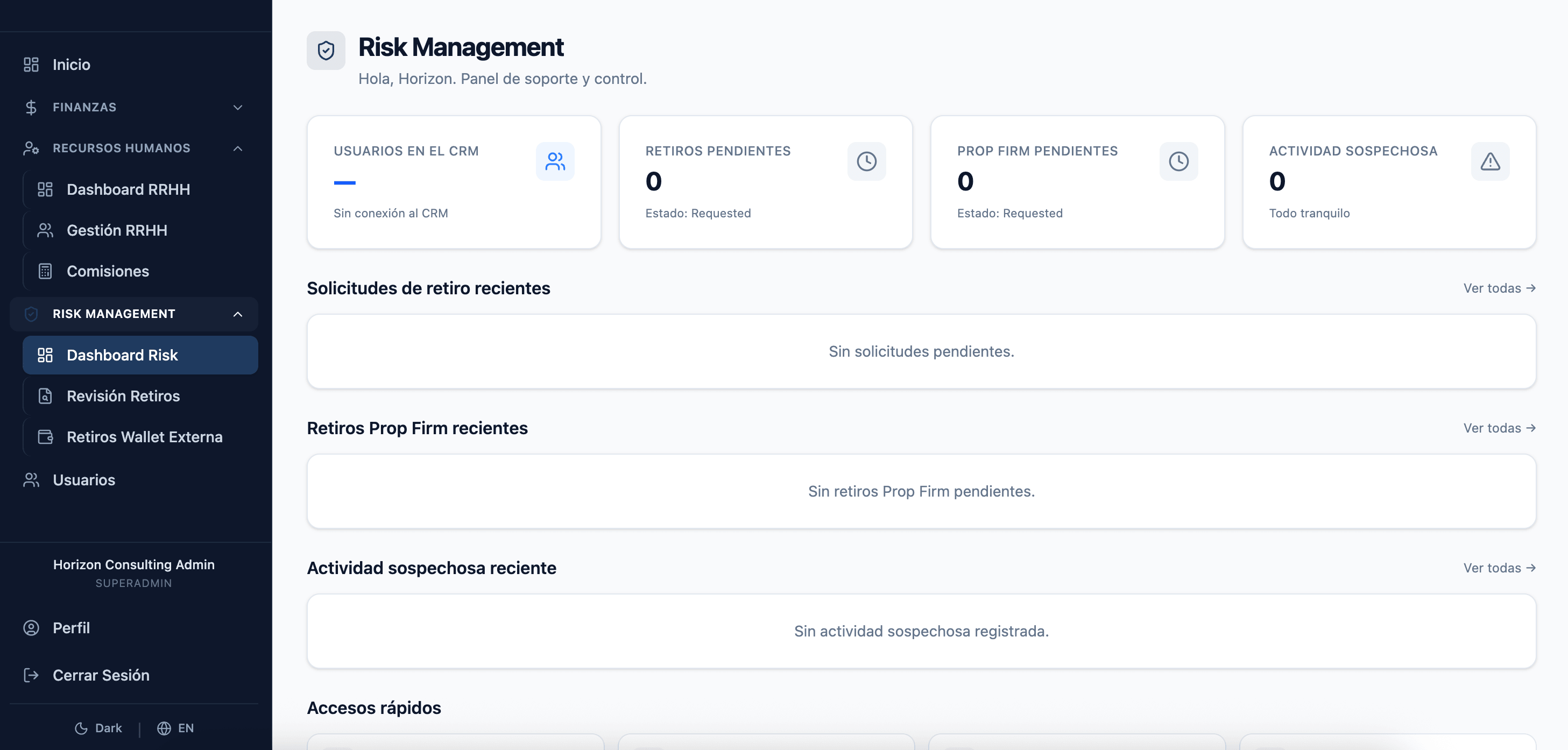 Módulo de Risk Dashboard de Smart